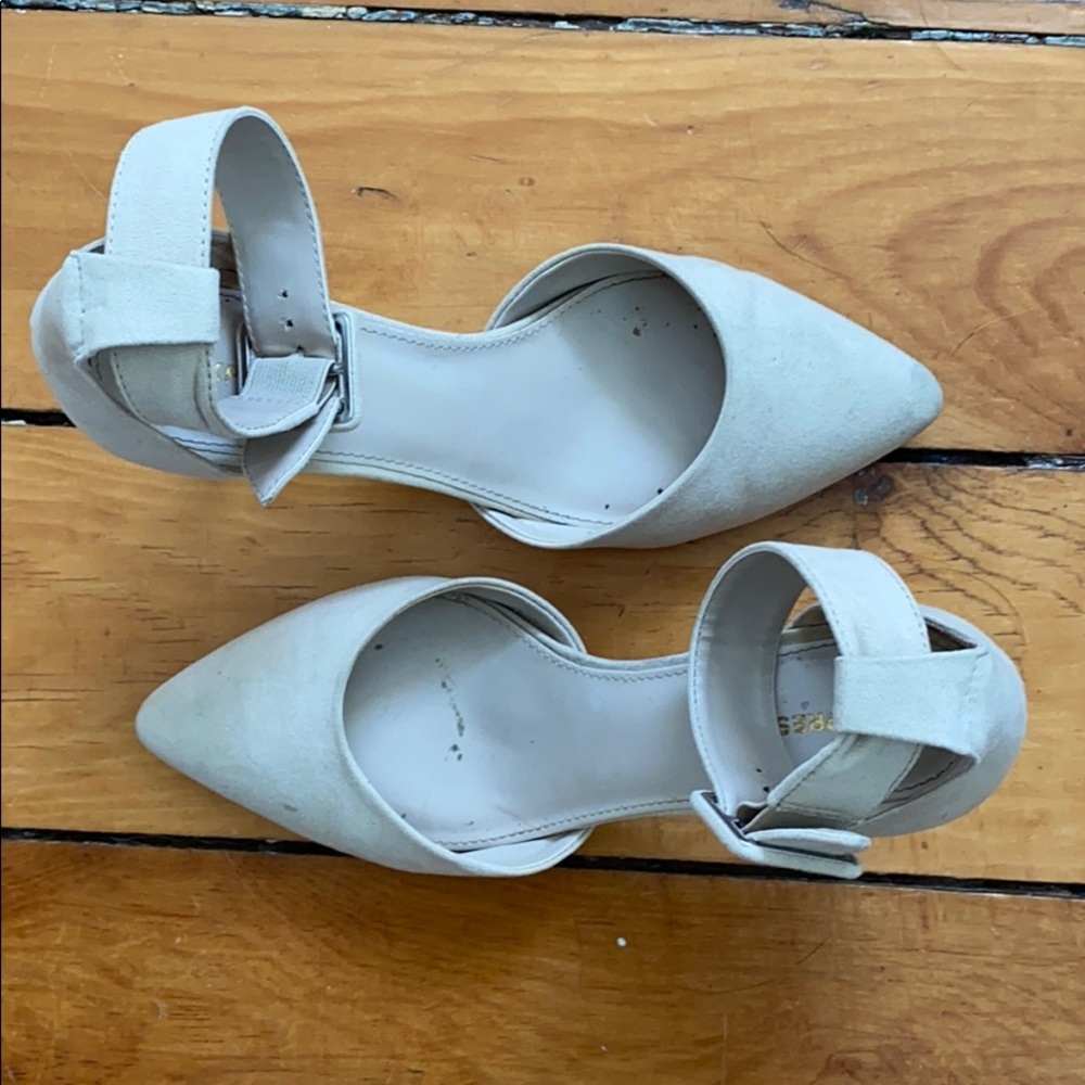 Express // Vegan Suede Ankle Strap Heels